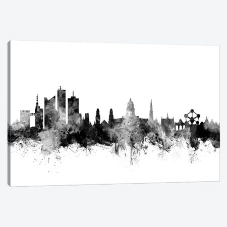 Brussels, Belgium In Black & White Canvas Print #MTO762} by Michael Tompsett Canvas Wall Art