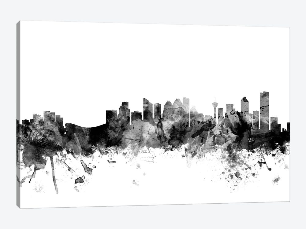 Calgary, Canada In Black & White by Michael Tompsett 1-piece Canvas Wall Art