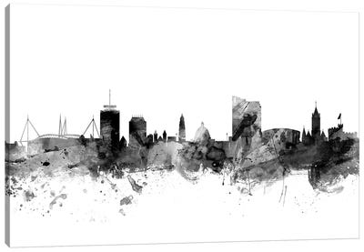 Cardiff, Wales In Black & White Canvas Art Print - Wales