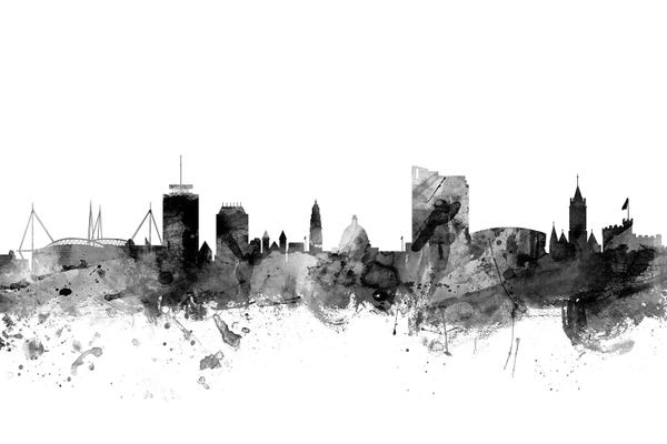 Wales: Cardiff, Wales In Black & White by Michael Tompsett