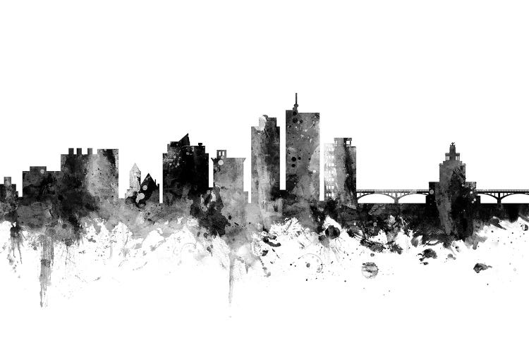 Cedar Rapids, Iowa In Black & White by Michael Tompsett wall art