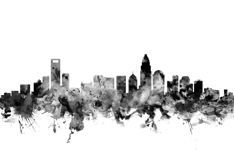 Charlotte, North Carolina In Black & White by Michael Tompsett wall art