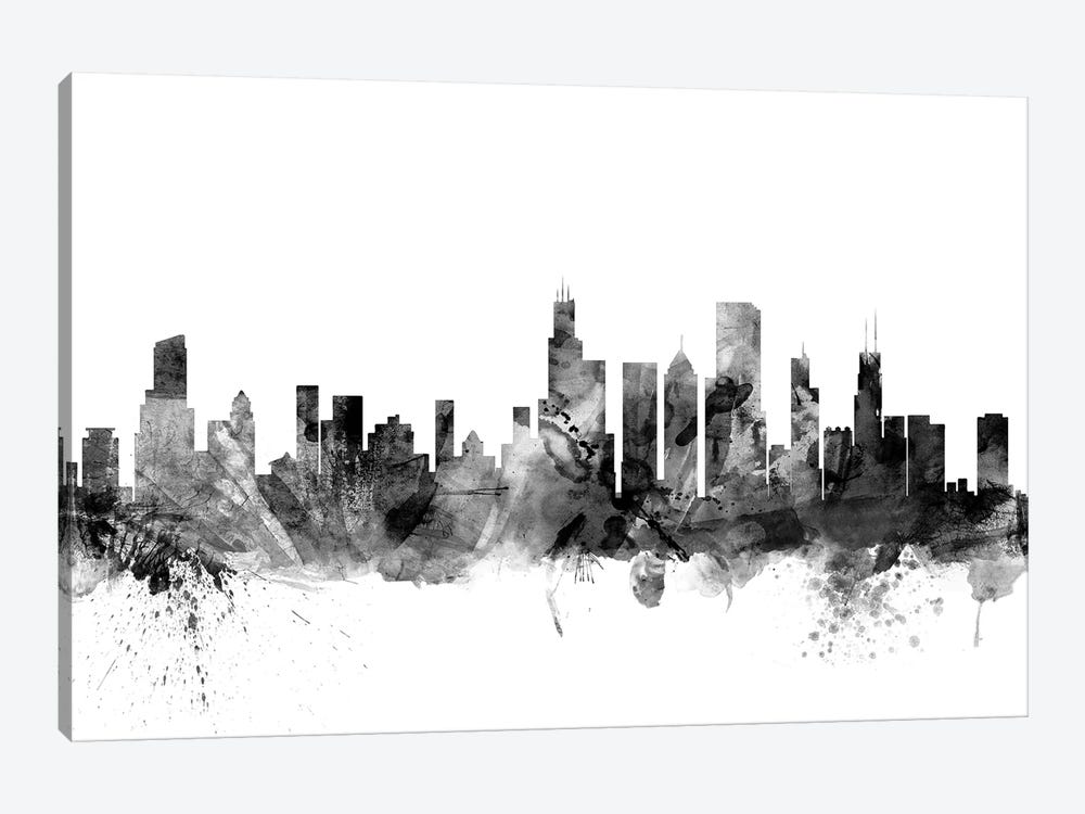 Chicago, Illinois In Black & White by Michael Tompsett 1-piece Canvas Artwork