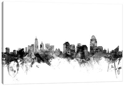 Cincinnati, Ohio In Black & White Canvas Art Print - Cincinnati Art