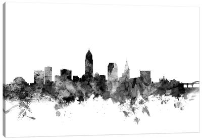 Cleveland, Ohio In Black & White Canvas Art Print - Black & White Graphics & Illustrations