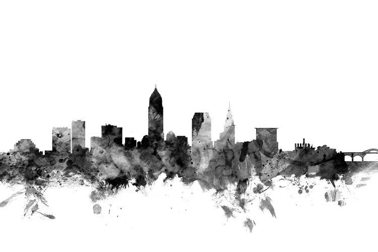 Cleveland, Ohio In Black & White by Michael Tompsett wall art