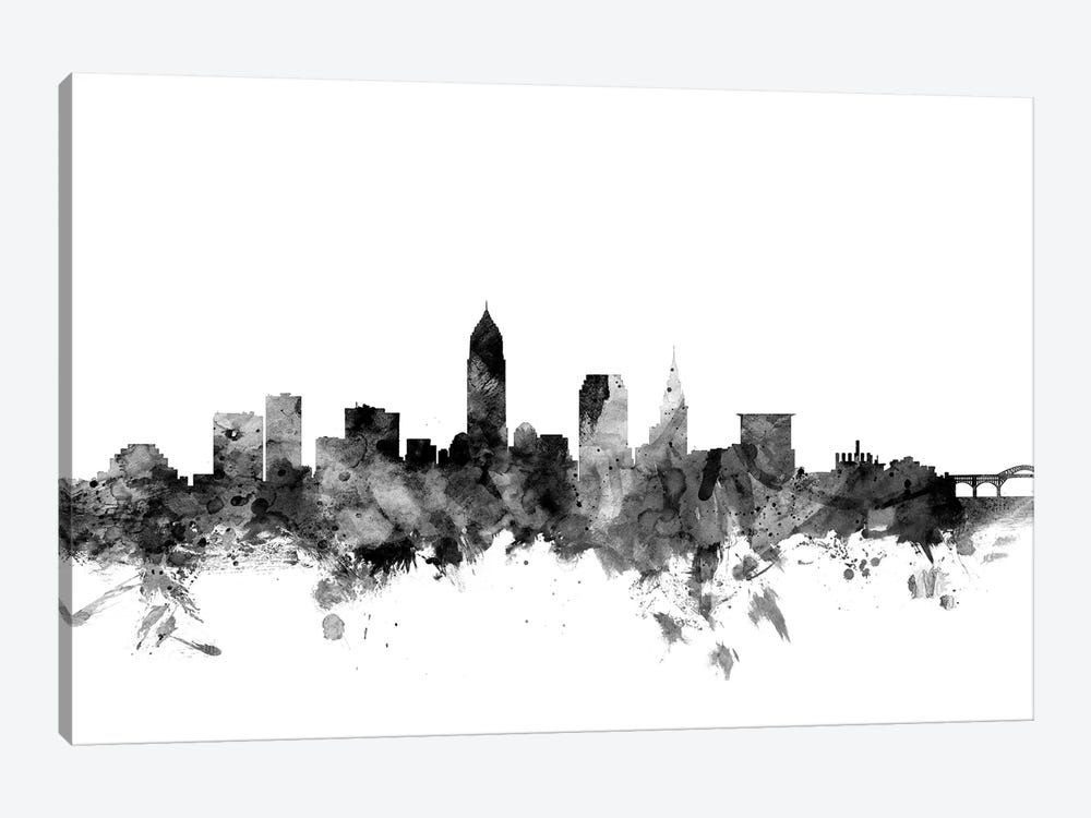 Cleveland, Ohio In Black & White by Michael Tompsett 1-piece Art Print