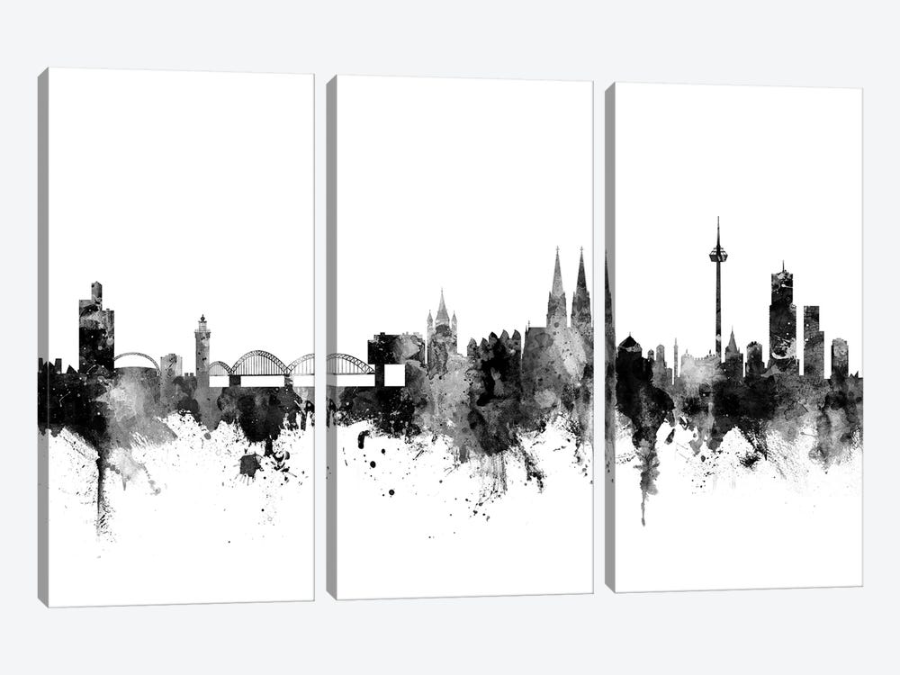 Cologne, Germany In Black & White by Michael Tompsett 3-piece Canvas Wall Art