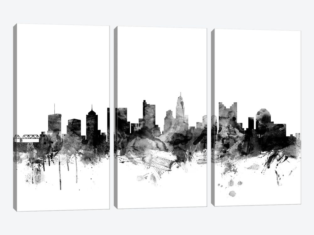 Columbus, Ohio In Black & White 3-piece Canvas Print