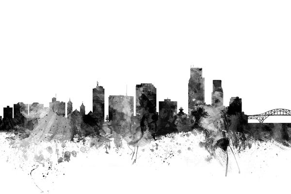 Black & White Digital Art: Corpus Christi, Texas In Black & White by Michael Tompsett