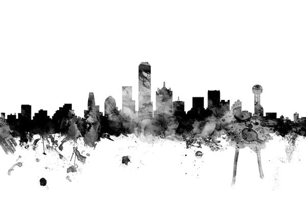Black & White Digital Art: Dallas, Texas In Black & White by Michael Tompsett