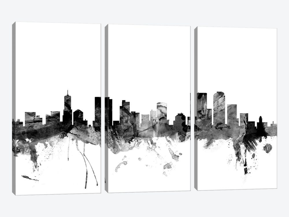 Denver, Colorado In Black & White by Michael Tompsett 3-piece Canvas Art