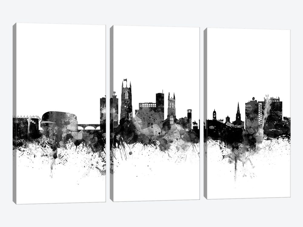 Derby, England In Black & White by Michael Tompsett 3-piece Canvas Art Print
