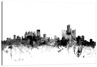 Detroit, Michigan In Black & White Canvas Art Print - Black & White Scenic