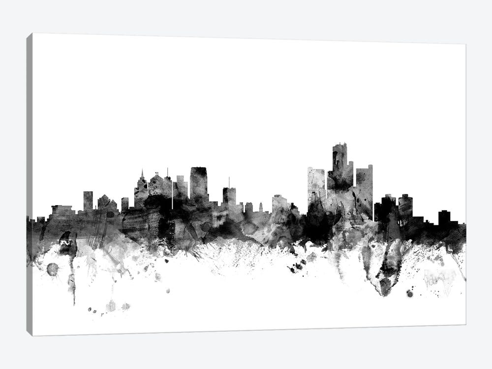 Detroit, Michigan In Black & White by Michael Tompsett 1-piece Art Print