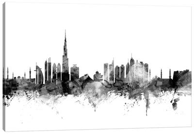 Dubai, UAE In Black & White Canvas Art Print - United Arab Emirates Art