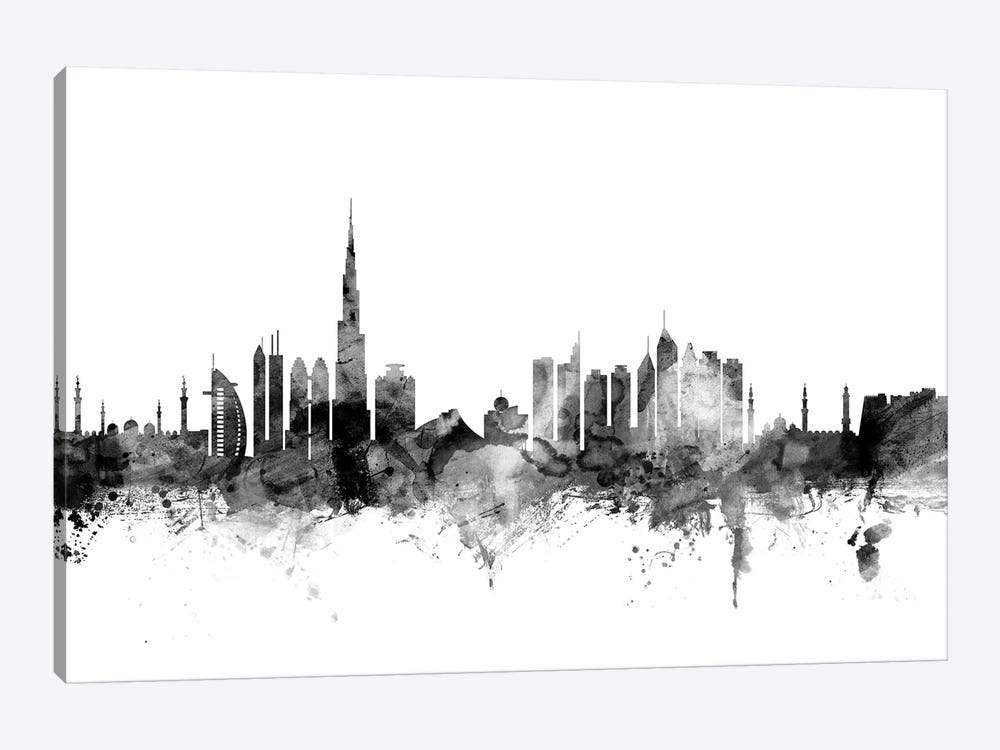 Dubai, UAE In Black & White by Michael Tompsett 1-piece Canvas Art Print