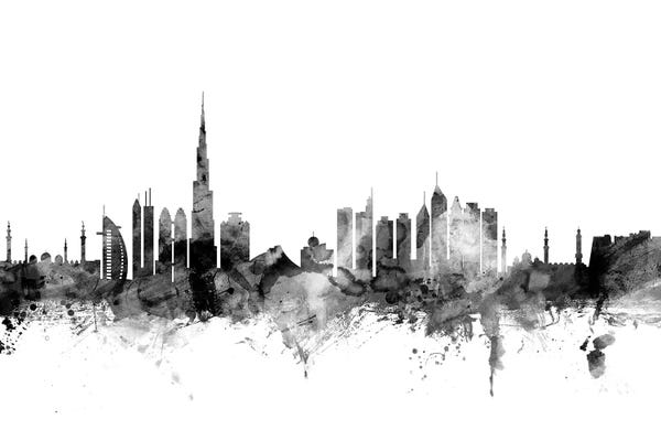 Wall Art: Dubai, UAE In Black & White by Michael Tompsett