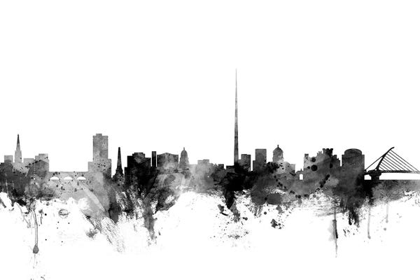 Black & White Scenic Art: Dublin, Ireland In Black & White by Michael Tompsett