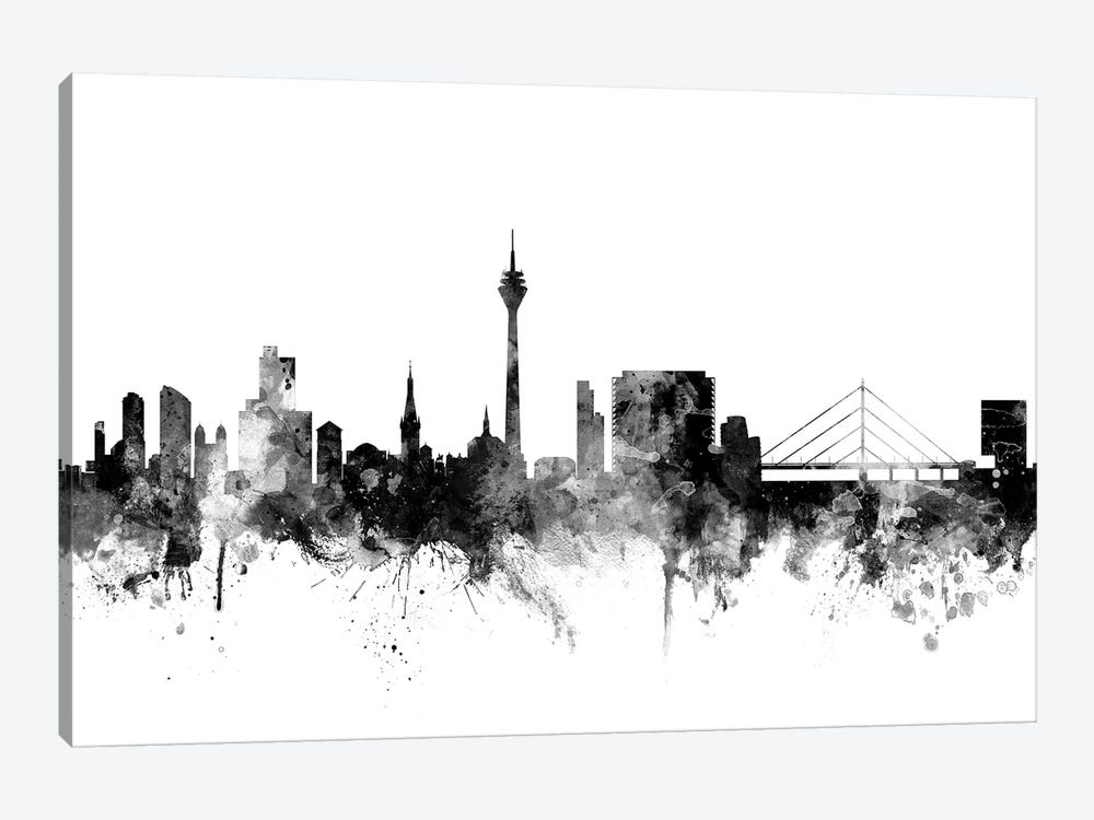 Düsseldorf, Germany In Black & White by Michael Tompsett 1-piece Canvas Print