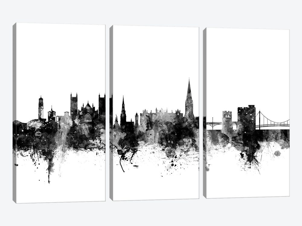 Exeter, England In Black & White by Michael Tompsett 3-piece Canvas Artwork