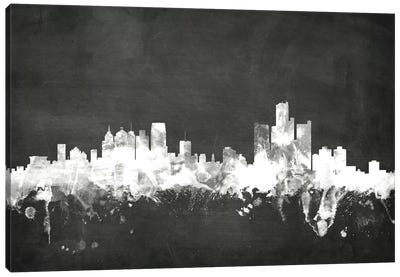 Detroit, Michigan, USA Canvas Art Print - Black & White Scenic