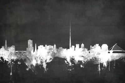 Blackboard Skyline Of  Dublin, Republic Of Ireland by Michael Tompsett canvas print