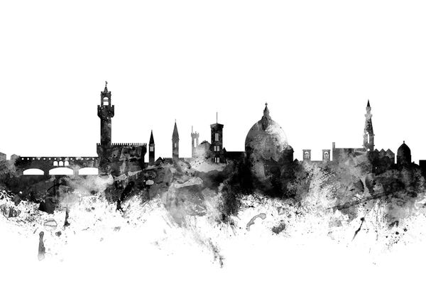 Black & White Digital Art: Florence, Italy In Black & White by Michael Tompsett