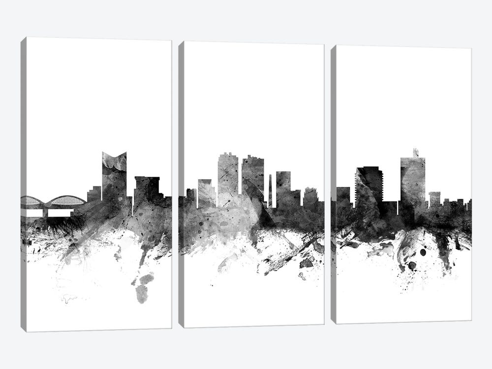 Fort Worth, Texas In Black & White by Michael Tompsett 3-piece Canvas Artwork