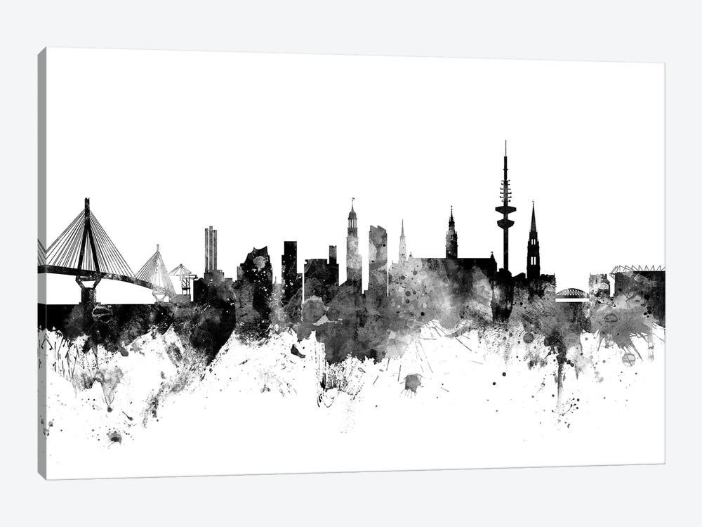 Hamburg, Germany In Black & White by Michael Tompsett 1-piece Art Print