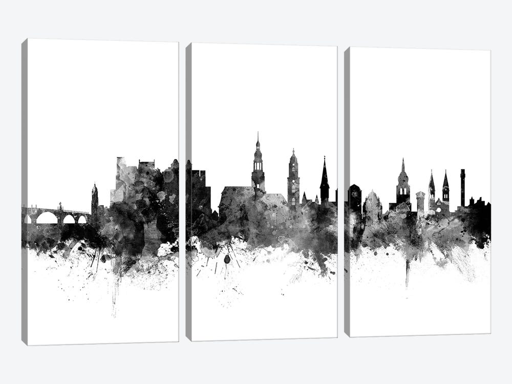 Heidelberg, Germany In Black & White by Michael Tompsett 3-piece Art Print