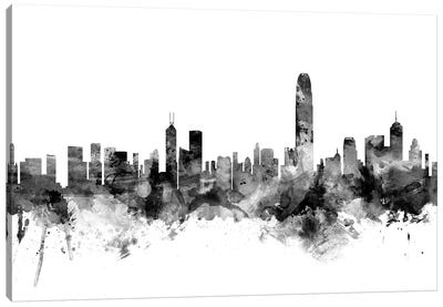 Hong Kong In Black & White Canvas Art Print - Hong Kong