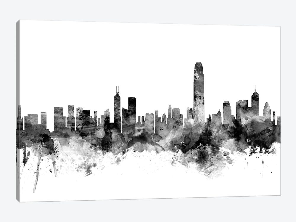 Hong Kong In Black & White by Michael Tompsett 1-piece Canvas Artwork