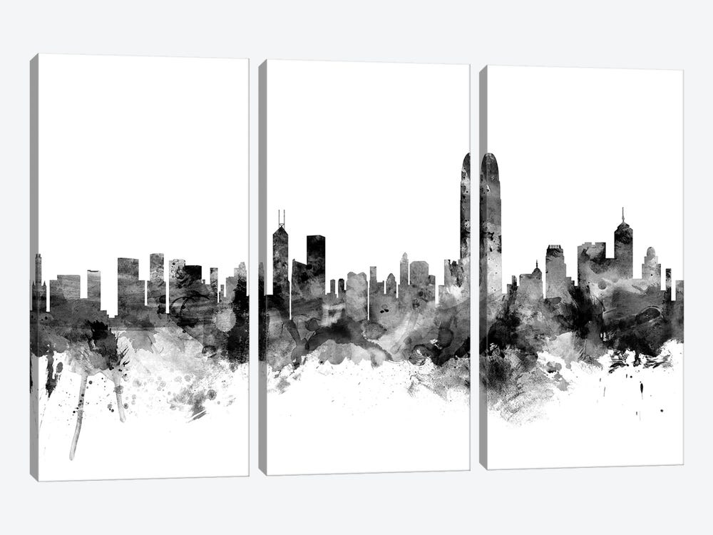Hong Kong In Black & White by Michael Tompsett 3-piece Canvas Art