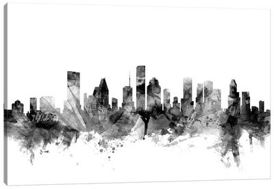 Houston, Texas In Black & White Canvas Art Print - Black & White Graphics & Illustrations
