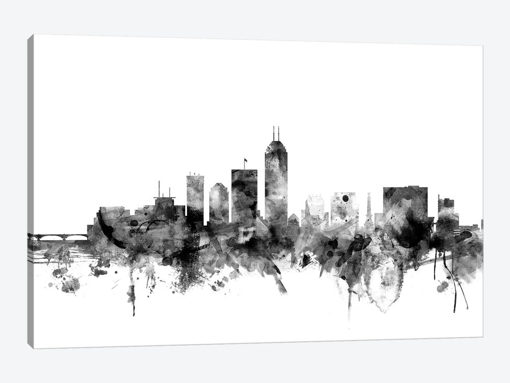 Indianapolis, Indiana In Black & White by Michael Tompsett 1-piece Canvas Artwork