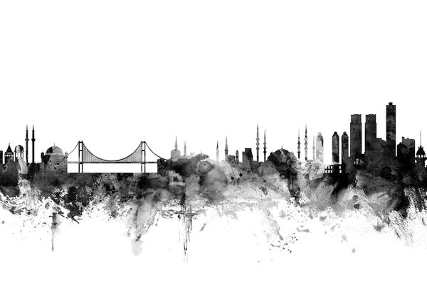 Black & White Scenic Art: Istanbul, Turkey In Black & White by Michael Tompsett