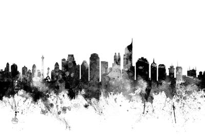 Jakarta, Indonesia In Black & White by Michael Tompsett framed canvas print