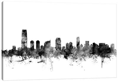Jersey City, New Jersey In Black & White Canvas Art Print