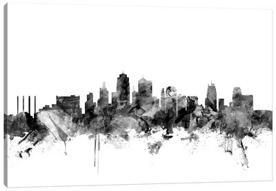 Kansas City, Missouri In Black & White Canvas Art Print - Kansas City Art