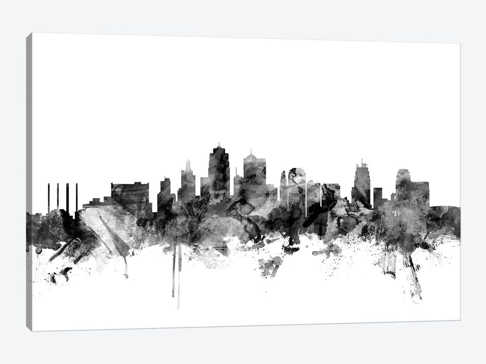 Kansas City, Missouri In Black & White by Michael Tompsett 1-piece Canvas Artwork