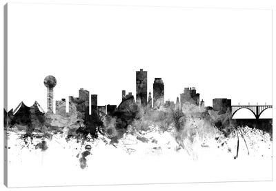 Knoxville, Tennessee In Black & White Canvas Art Print - Black & White Graphics & Illustrations