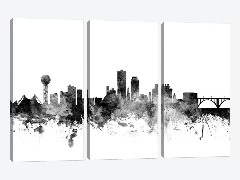 Knoxville, Tennessee In Black & White by Michael Tompsett 3-piece Art Print