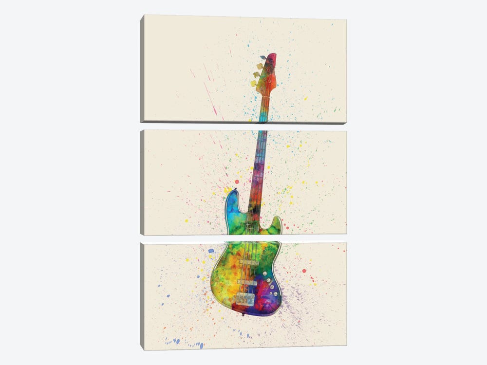 Electric Bass Guitar by Michael Tompsett 3-piece Canvas Print