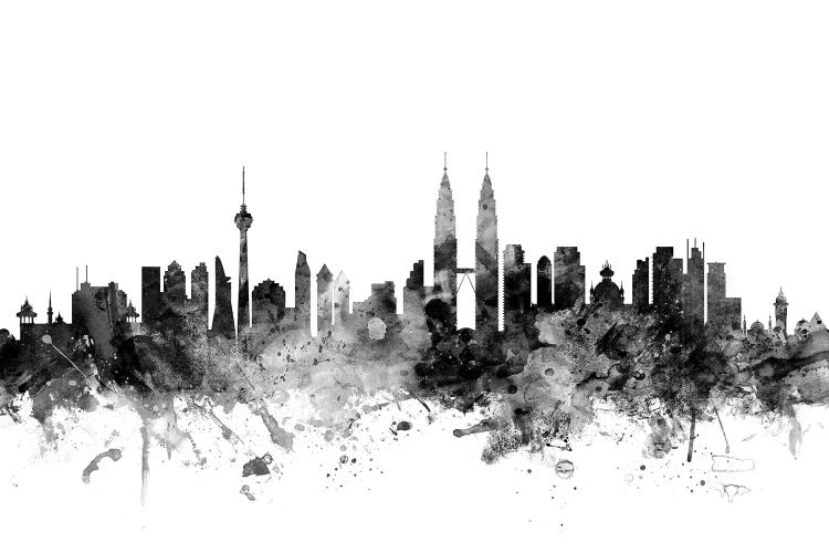 Kuala Lumpur, Malaysia In Black & White by Michael Tompsett wall art