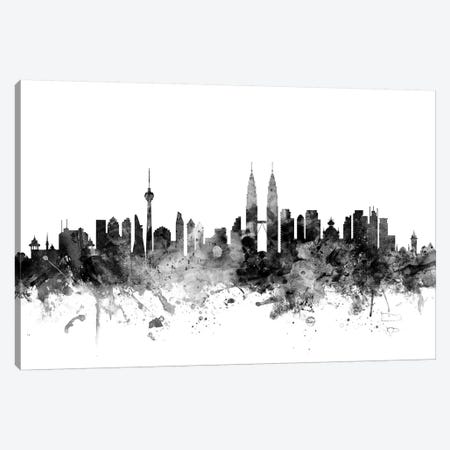 Kuala Lumpur, Malaysia In Black & White Canvas Print #MTO830} by Michael Tompsett Canvas Wall Art