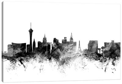 Las Vegas, Nevada In Black & White Canvas Art Print - Black & White Graphics & Illustrations