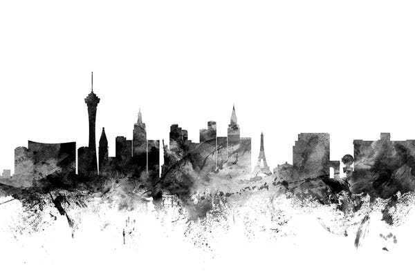 Black & White Scenic Art: Las Vegas, Nevada In Black & White by Michael Tompsett