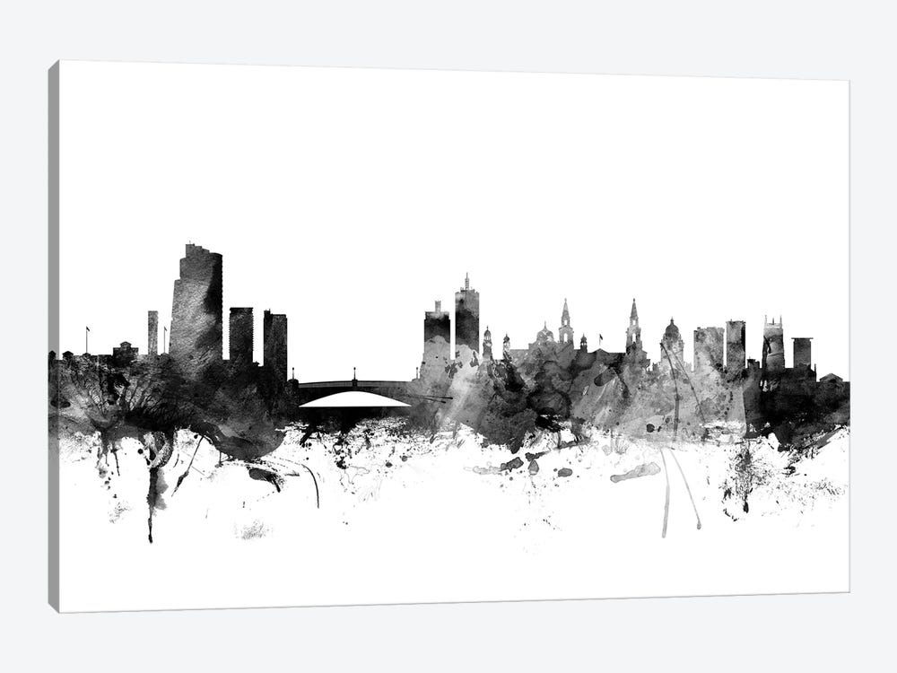 Leeds, England In Black & White by Michael Tompsett 1-piece Canvas Print
