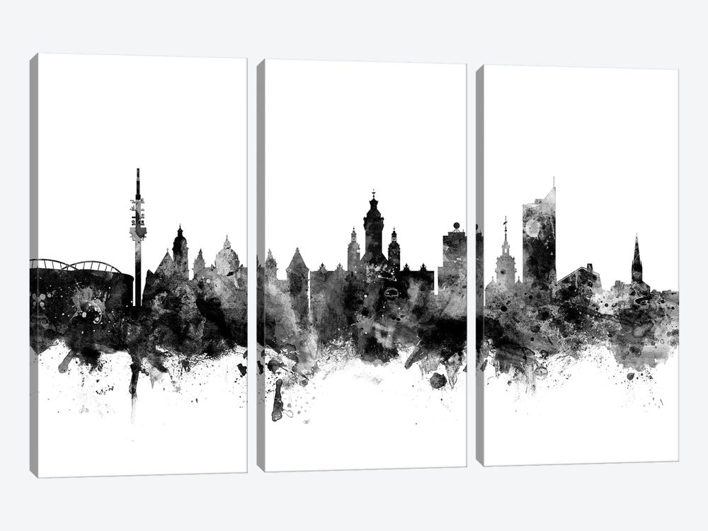 Leipzig, Germany In Black & White by Michael Tompsett 3-piece Canvas Print